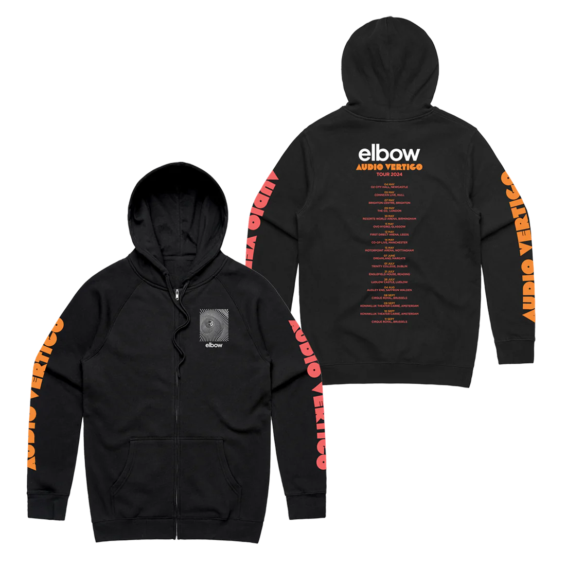 SPIRAL AUDIO VERTIGO TOUR DATE ZIP HOODIE - BLACK