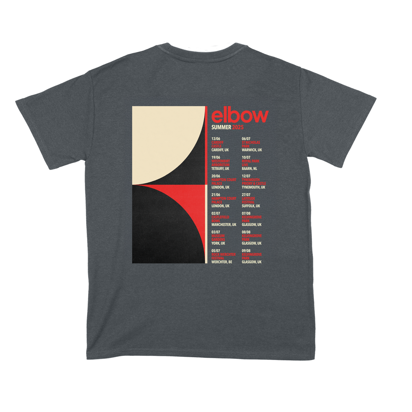 SUMMER 25 UK TOUR T-SHIRT - CHARCOAL